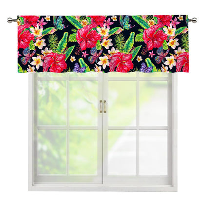 Exotic Hibiscus Flowers Pattern Print Window Valance