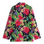 Exotic Hibiscus Flowers Pattern Print Women's Blazer