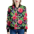 Exotic Hibiscus Flowers Pattern Print Women's Bomber Jacket