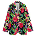 Exotic Hibiscus Flowers Pattern Print Women's Cotton Blazer