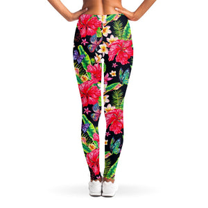 Exotic Hibiscus Flowers Pattern Print Women's Leggings