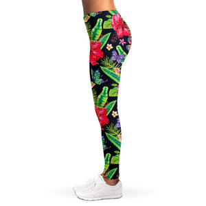 Exotic Hibiscus Flowers Pattern Print Women's Leggings