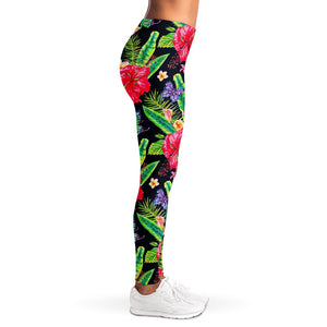 Exotic Hibiscus Flowers Pattern Print Women's Leggings