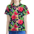 Exotic Hibiscus Flowers Pattern Print Women's Polo Shirt
