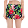 Exotic Hibiscus Flowers Pattern Print Women's Split Running Shorts