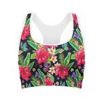 Exotic Hibiscus Flowers Pattern Print Women's Sports Bra