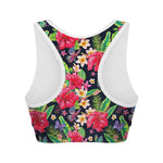 Exotic Hibiscus Flowers Pattern Print Women's Sports Bra
