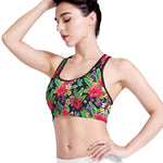 Exotic Hibiscus Flowers Pattern Print Women's Sports Bra