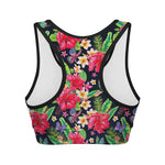 Exotic Hibiscus Flowers Pattern Print Women's Sports Bra