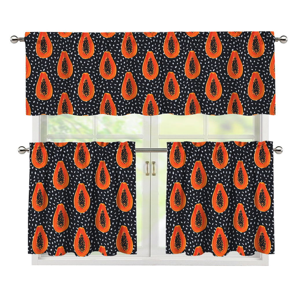 Exotic Papaya Pattern Print 3 Piece Kitchen Curtains