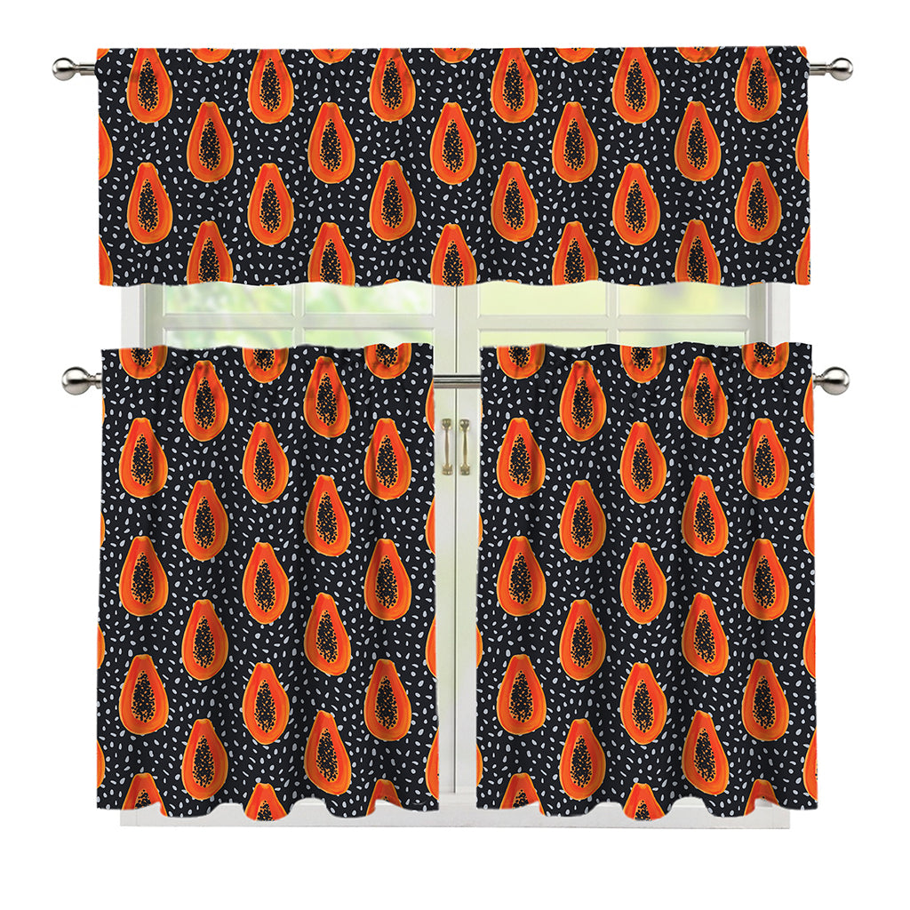 Exotic Papaya Pattern Print 3 Piece Kitchen Curtains
