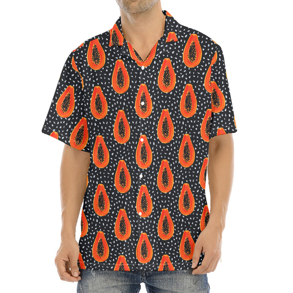 Exotic Papaya Pattern Print Aloha Shirt