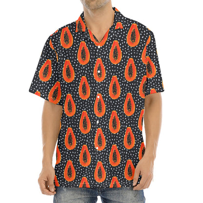 Exotic Papaya Pattern Print Aloha Shirt