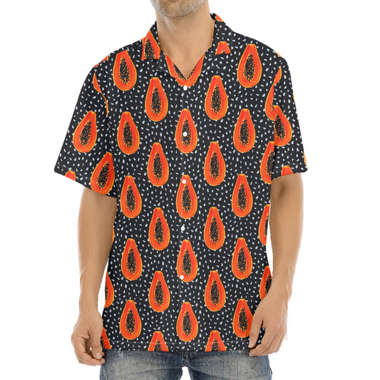 Exotic Papaya Pattern Print Aloha Shirt