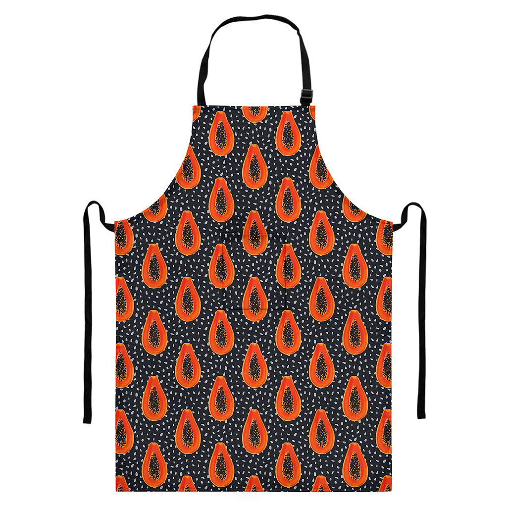 Exotic Papaya Pattern Print Bib Apron With Pocket