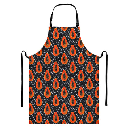 Exotic Papaya Pattern Print Bib Apron With Pocket