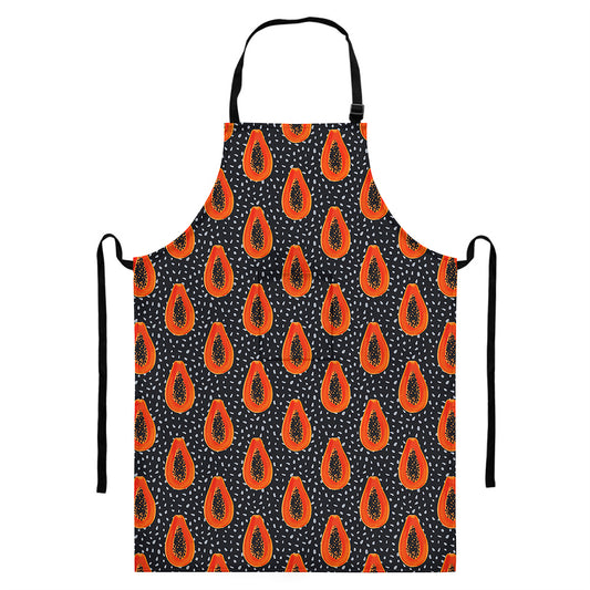 Exotic Papaya Pattern Print Bib Apron With Pocket