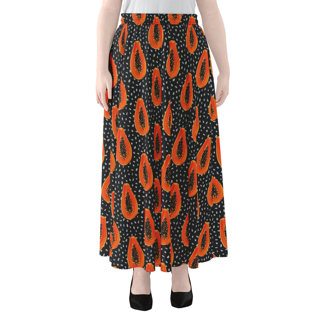 Exotic Papaya Pattern Print Chiffon Maxi Skirt