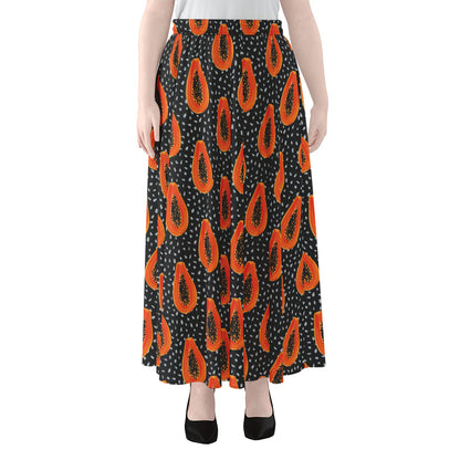 Exotic Papaya Pattern Print Chiffon Maxi Skirt