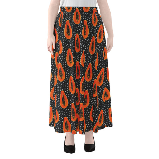 Exotic Papaya Pattern Print Chiffon Maxi Skirt