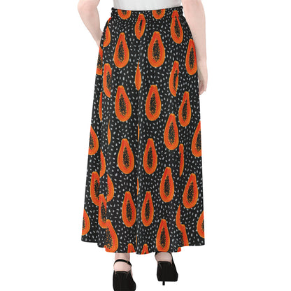 Exotic Papaya Pattern Print Chiffon Maxi Skirt