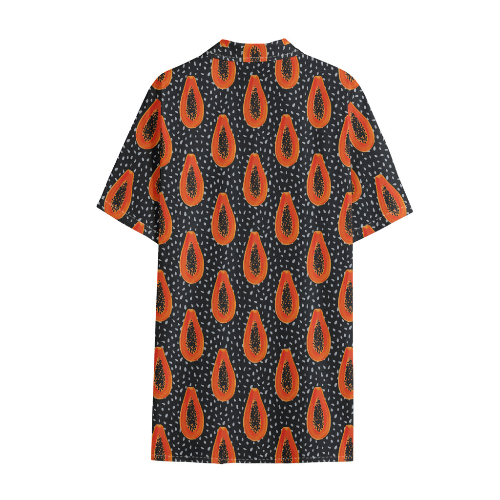 Exotic Papaya Pattern Print Cotton Hawaiian Shirt