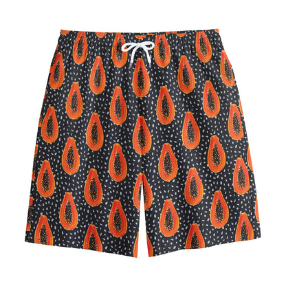 Exotic Papaya Pattern Print Cotton Shorts
