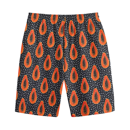 Exotic Papaya Pattern Print Cotton Shorts