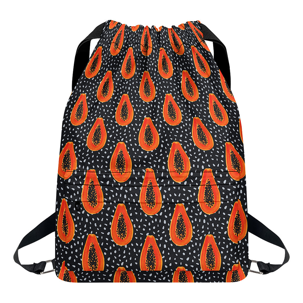 Exotic Papaya Pattern Print Drawstring Backpack