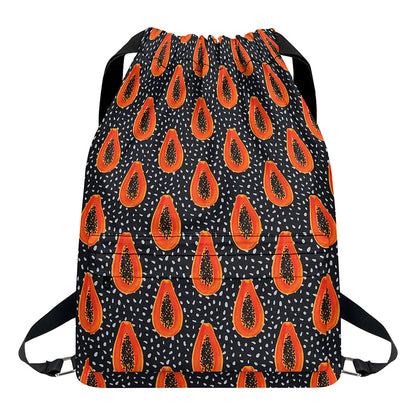 Exotic Papaya Pattern Print Drawstring Backpack