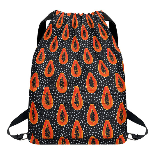 Exotic Papaya Pattern Print Drawstring Backpack