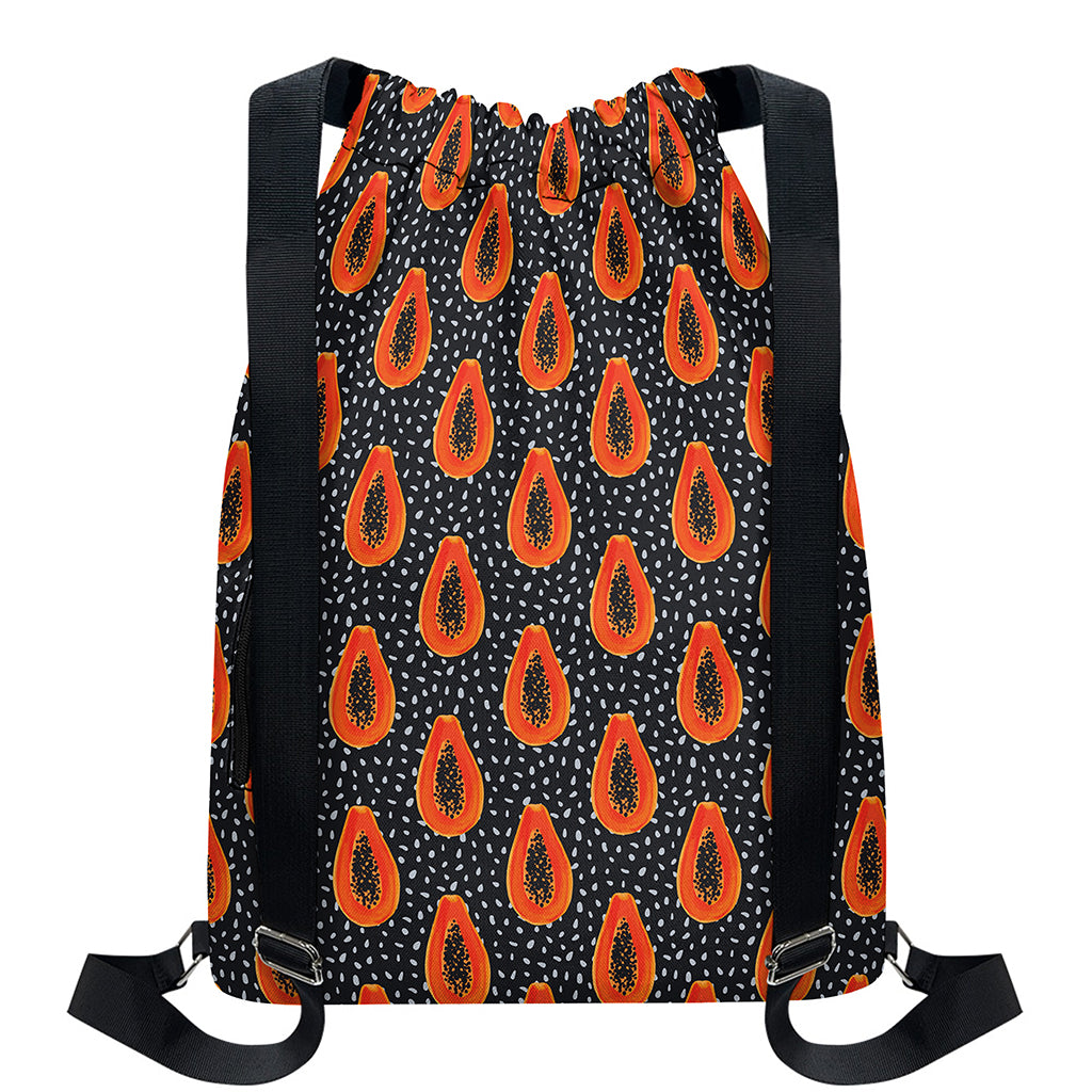 Exotic Papaya Pattern Print Drawstring Backpack