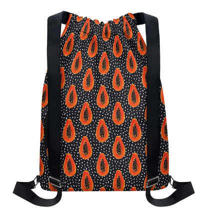 Exotic Papaya Pattern Print Drawstring Backpack