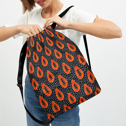 Exotic Papaya Pattern Print Drawstring Backpack