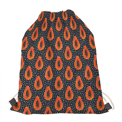 Exotic Papaya Pattern Print Drawstring Bag