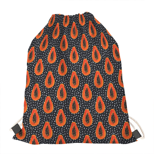 Exotic Papaya Pattern Print Drawstring Bag