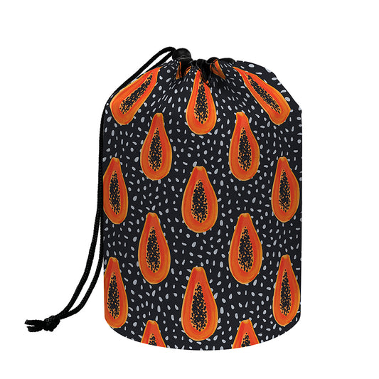 Exotic Papaya Pattern Print Drawstring Makeup Bag