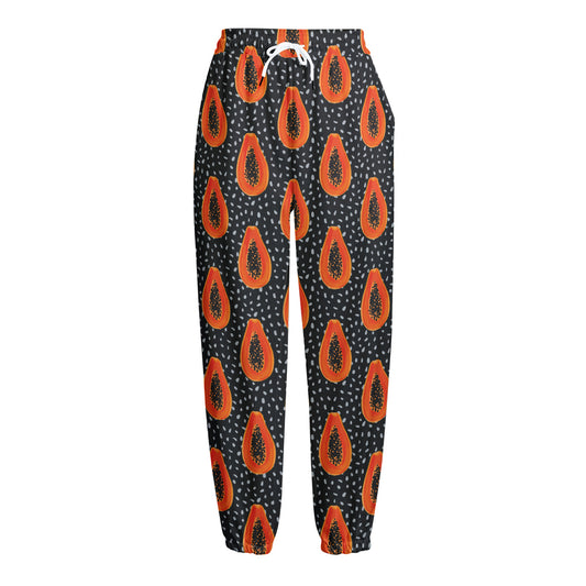 Exotic Papaya Pattern Print Fleece Lined Knit Pants