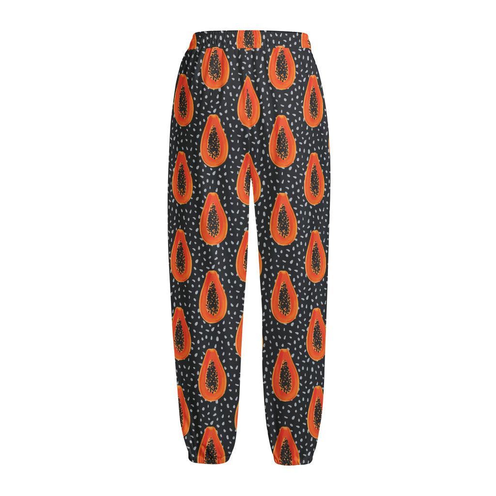 Exotic Papaya Pattern Print Fleece Lined Knit Pants