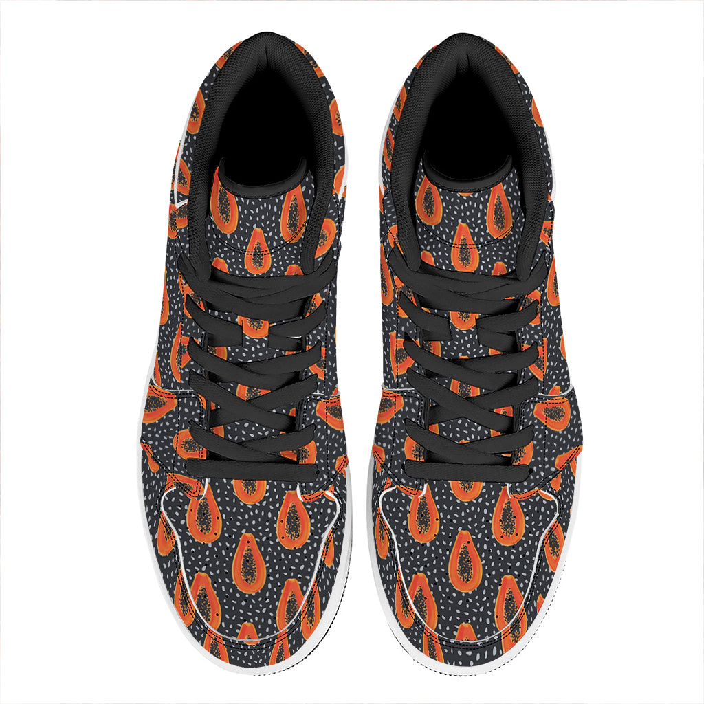 Exotic Papaya Pattern Print High Top Leather Sneakers