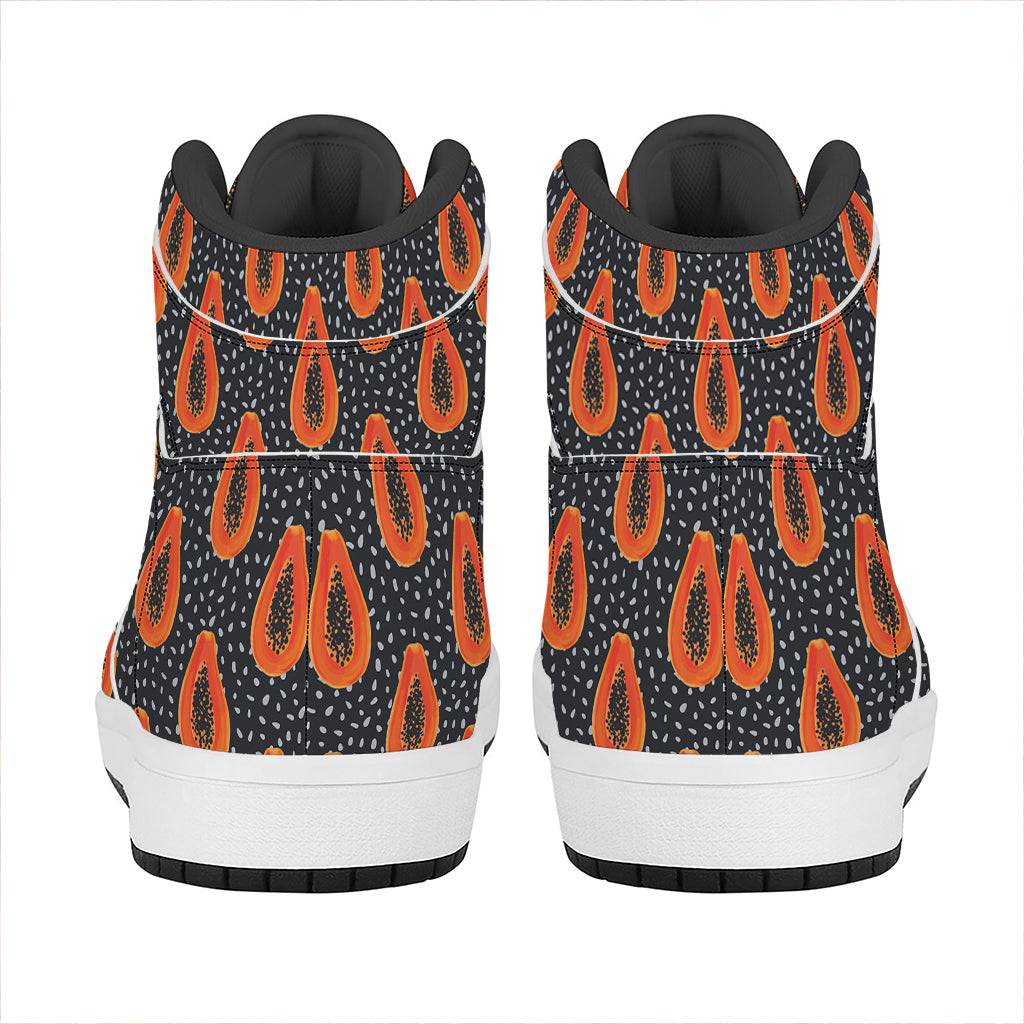 Exotic Papaya Pattern Print High Top Leather Sneakers