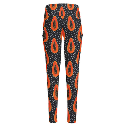 Exotic Papaya Pattern Print High-Waisted Pocket Leggings