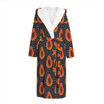 Exotic Papaya Pattern Print Hooded Bathrobe