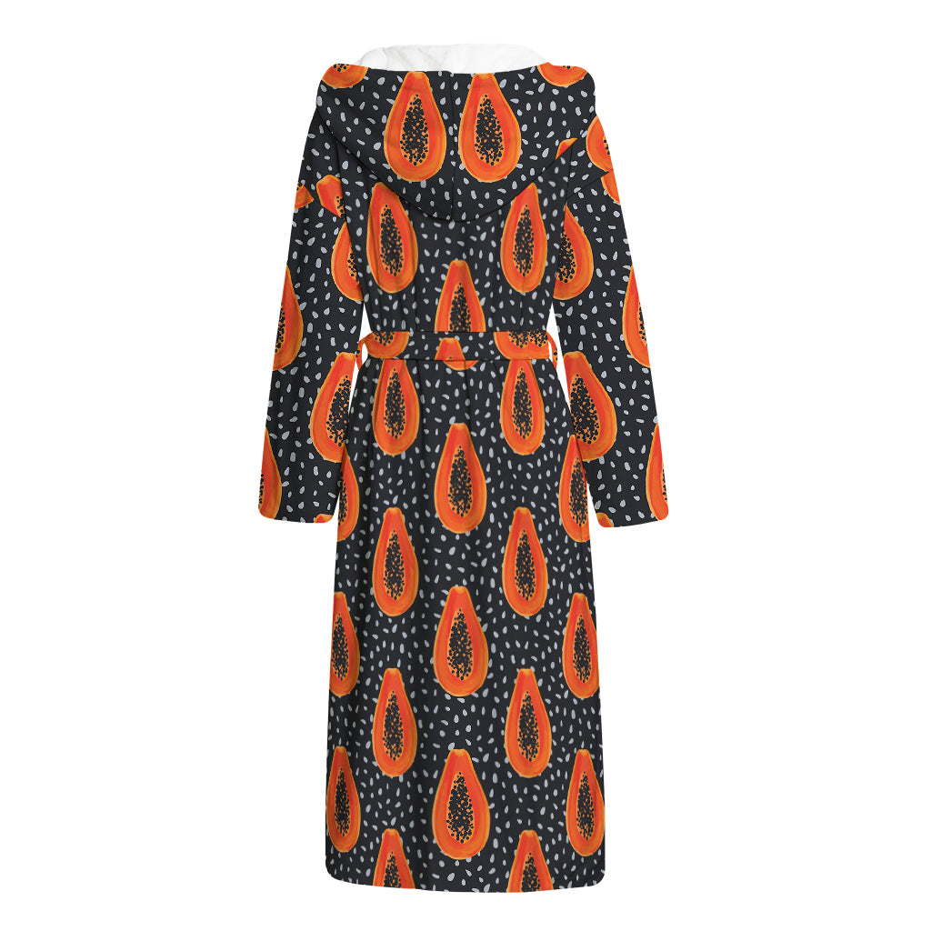 Exotic Papaya Pattern Print Hooded Bathrobe