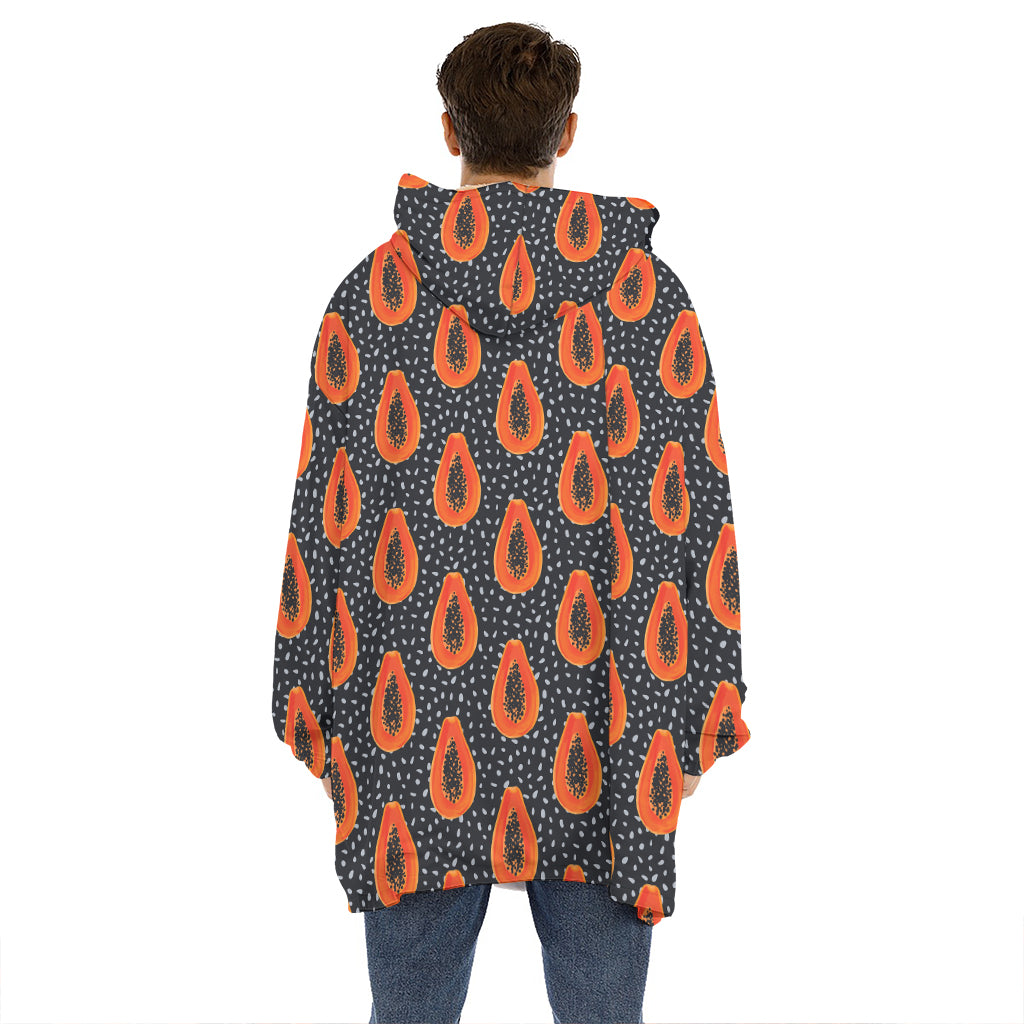 Exotic Papaya Pattern Print Hoodie Blanket