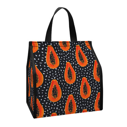 Exotic Papaya Pattern Print Insulated Lunch Tote