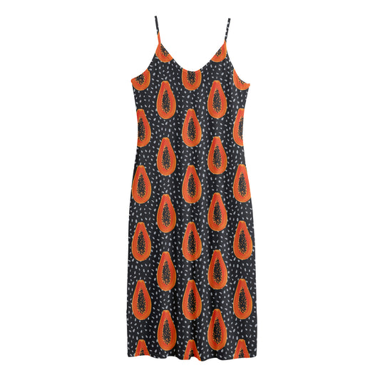 Exotic Papaya Pattern Print Jersey Midi Cami Dress