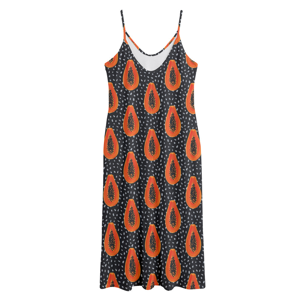 Exotic Papaya Pattern Print Jersey Midi Cami Dress