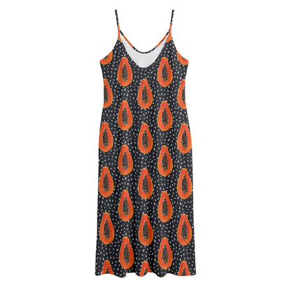 Exotic Papaya Pattern Print Jersey Midi Cami Dress