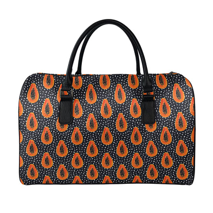 Exotic Papaya Pattern Print Leather Duffle Bag